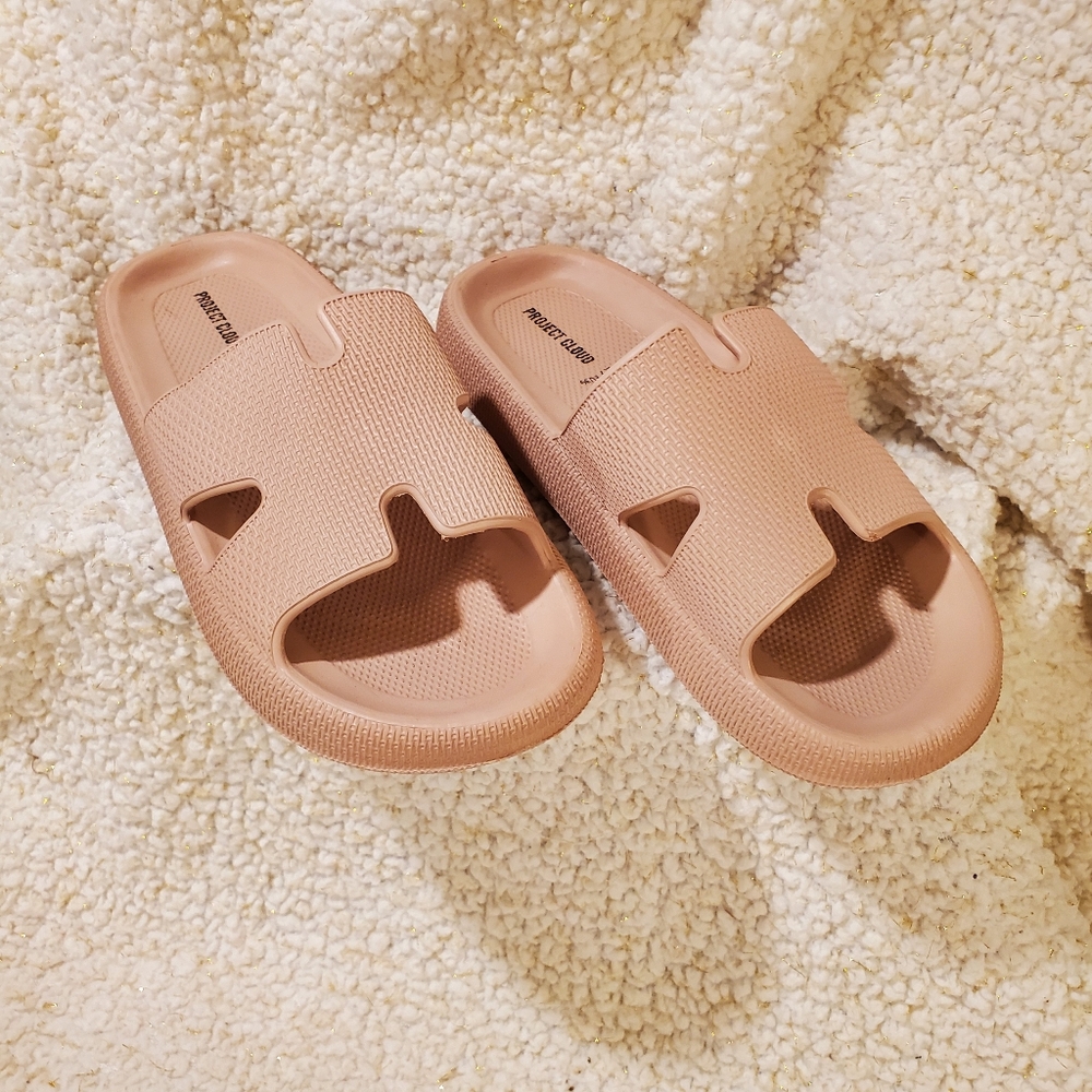 Tan Slip-On Sandals with Playful Design